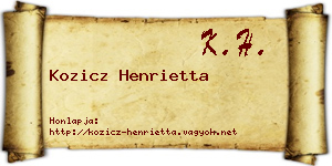 Kozicz Henrietta névjegykártya